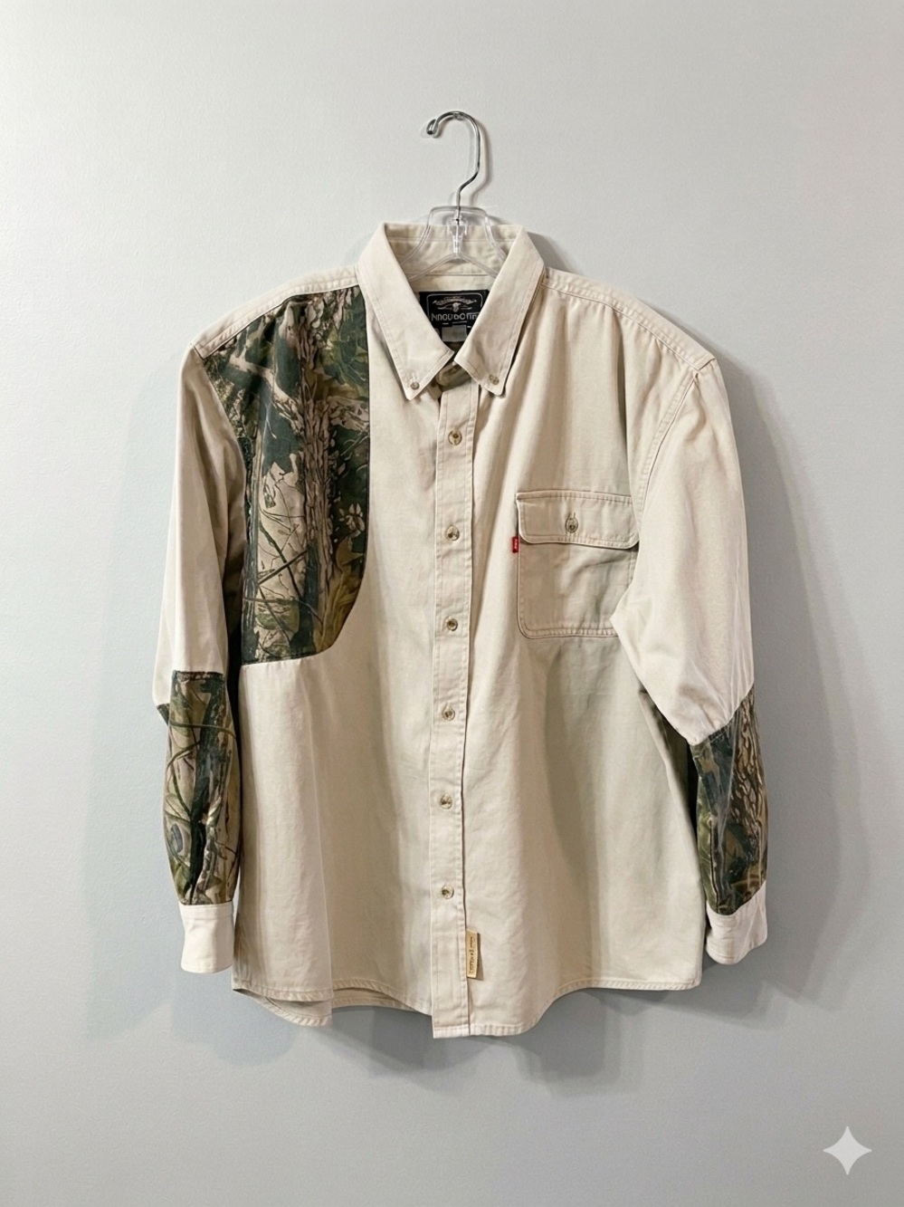 VTG Winchester Camo Patchwork Hunting Shirt Canvas Cotton Padded Shooter 2XL